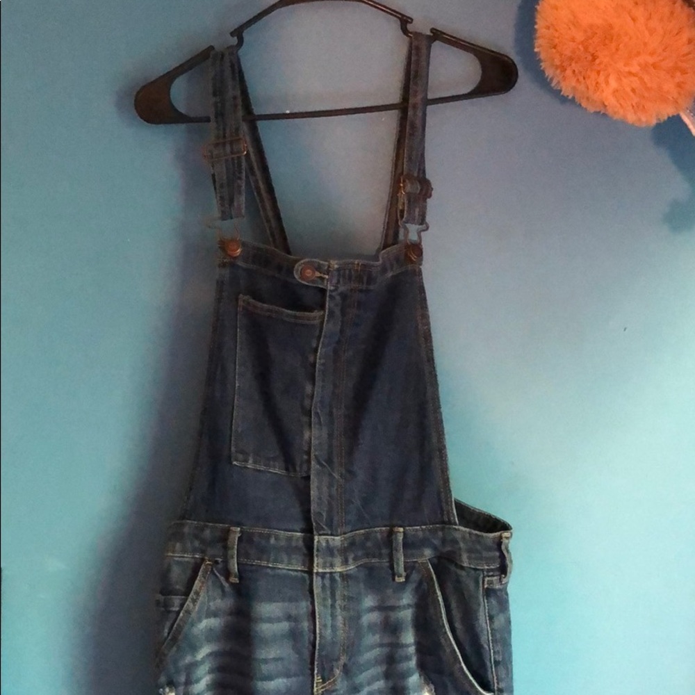 Hollister Ripped Jean Overalls